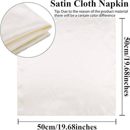 Aneco 24 Pieces Satin Napkin Square 20 x 20 Inches Dinner Napkins Weddings Party Napkin Soft Table Napkins for Romantic Weddings Party Dinner Decoration (Ivory)