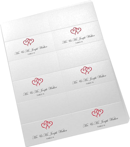 Linked Hearts Printable Place Cards, Ruby Red (Choose Color), Set of 150 (25 Sheets), Laser & Inkjet Printers - Wedding, Party, Dinner, and Special Events - Made in the USA