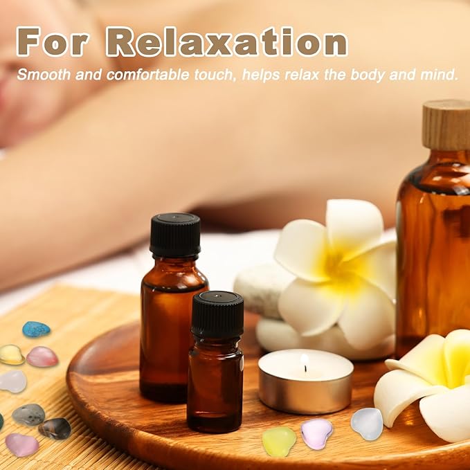 PATIKIL 20 Pcs Natural Heart Shaped Crystal Stone, 0.6 Inch Mini Polished Love Gemstone Crystal, Pocket Rock Engraved Worry Stones for Women Gifts Meditation, Clear Pink