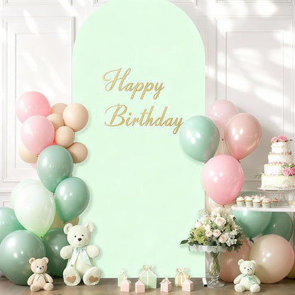 6.6FT Sage Green Arch Cover - Polyester Fitted Wedding Arch Stand Covers Round Top Chiara Arch Backdrop Cover for Birthday Party Banquet Photo Background Decoration