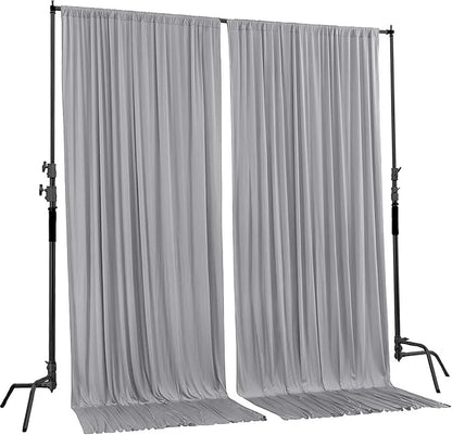 AK TRADING CO. 10 feet Wide x 12 feet Long IFR Polyester Backdrop Drapes Curtains Panels with Rod Pockets - Wedding Ceremony Party Home Window Decorations - Silver