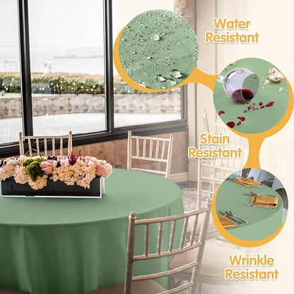 BRILLMAX 4 Pack Sage Green Round Tablecloths 108 Inch - Circle Bulk Linen Polyester Fabric Washable Table Cloth Cover for Wedding Reception Banquet Birthday Party Buffet Restaurant