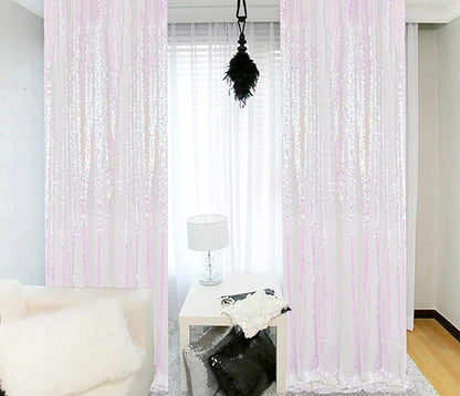 ShinyBeauty 4x10ft White Sequin Photography Backdrop | 4 Panels Glitter Sparkly Background Curtain for Weddings, Parties, and Studio Decor
