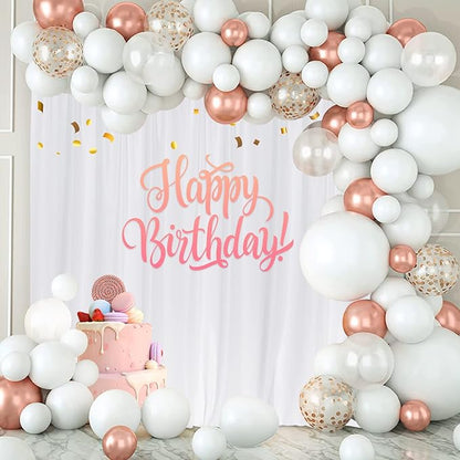 10 ft × 10 ft White Backdrop Curtain for Wedding Decor Holiday Party - White Wedding Backdrop Polyester Photography Backdrop Drapes Baby Shower Birthday Privacy Sliding Curtains Home Decor, 2 Panels