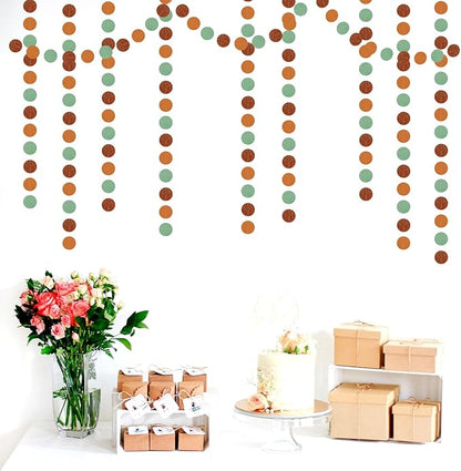 Boho Sage-Green Brown Party-Decorations Streamers-Garland - 52ft Fall Woodland Safari Baby Shower Hanging Paper Banner,Rustic Wedding Birthday Garden Neutral Jungle Halloween ThanksgivingDecor Hugfond