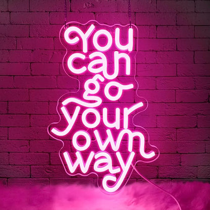 You Can Go Your Own Way Neon Sign,Neon Signs for Wall Decor,Motivational Pink LED Wall Light for Girls Bedroom,Teen Room,Dorm Decor,Neon Aesthetic Sign,Gift for Girls,USB Powerd Dimmer Switch