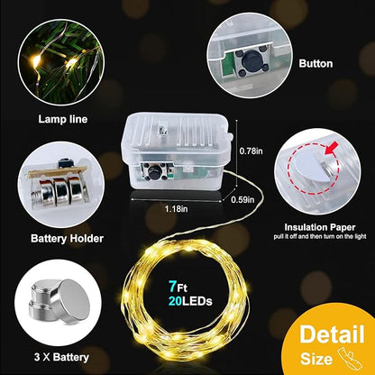 pozzolanas 100 Pack Warm White Battery Operated String Lights - 7ft Waterproof Fairy Lights with 20 LEDs for Home, Mason Jar, Party, Wedding, Halloween, Christmas Decorations