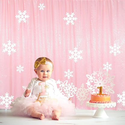 ShinyBeauty Sequin Backdrop 7ftx7ft Baby Pink | Sparkle Drapes for Photoshoots, Baby Showers, & Birthday Parties | Elegant & Durable Glitter Background