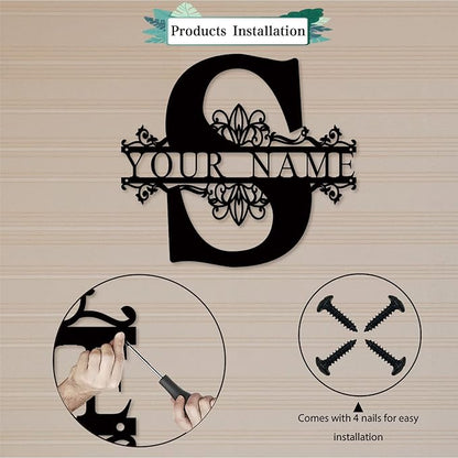 Personalized Metal Name Sign - Outdoor Name Sign - Last Name Signs - Custom Metal Monogram Sign - Metal Signs - Family Name Sign - Split Letter Metal Sign - Name Wall Decor - Monogram Gifts