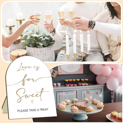 Bridal Shower Decor Supplies, Love is Sweet Please Take A Treat Sign, Love is Sweet Wooden Sign with Stand, Wedding Sign Bridal Shower Favors for Guests, Bridal Shower Party Supplies 9 * 11IN