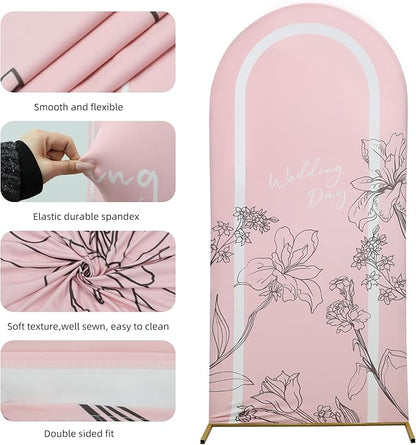 Wedding Arch Cover 7.2FT Spandex Arch Backdrop Cover Stretchy Backdrop for Wedding Birthday Party Decoration Baby Shower
