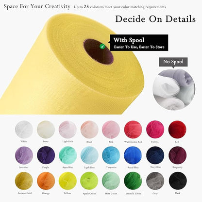 Yellow Cream Tulle Fabric Rolls 54 Inch by 40 Yards Tulle Bolt Spool for Wedding Decorations DIY Tutu Baby Shower Table Skirt Ceiling Decor Birthday Party Craft Supplies