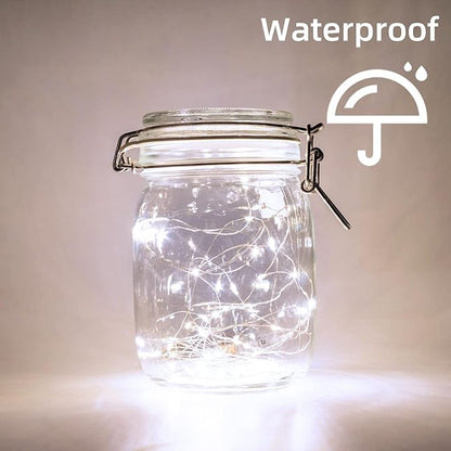 LAMPHOME 6 Pack Fairy Lights Battery Operated String Lights 6.6ft 20 Led Mason Jar Lights Waterproof Silver Wire Light Fireflies DIY Party Wedding Christmas Decoration(6 Pack,White)