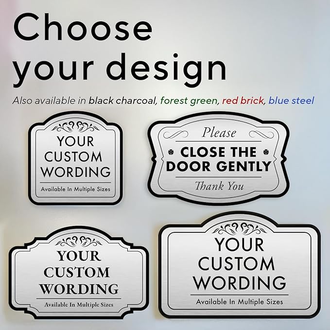 Custom Decorative Outdoor Metal Sign - Personalized Aluminum Driveway Sign, Waterproof, Made In USA - Design 2 Metallic Silver 10x7 In