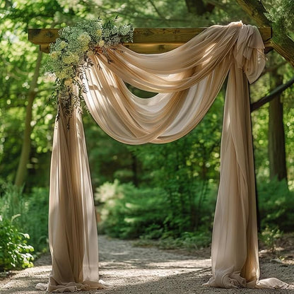 Wokceer Wedding Arch Draping Fabric Nude 28.7" x 20FT Sheer Drapes Backdrop for Ceremony, Birthday Party, Bridal Shower Decoration