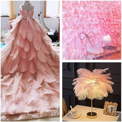 24pcs Natural Lotus Pink Ostrich Feathers 10-12inch (25-30cm) for Wedding Party Centerpieces，Flower Arrangement and Home Decoration.