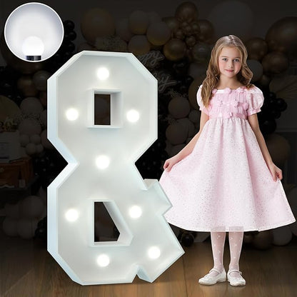 Marquee Letters 3 Feet Tall Large Light Up Letters Baby Shower Decorations Wedding Engagement Proposal White Party Decorations Mr and Mrs Sign Big Cardboard Backdrop &