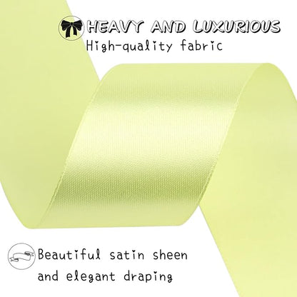Cream Solid Satin Ribbon 1-1/2 Inch 50 Yards Solid Polyester Fabric Ribbon for Gift Wrapping Wedding Christmas Baby Shower Birthday Party Decoration Handmade Immortal Flower Craft