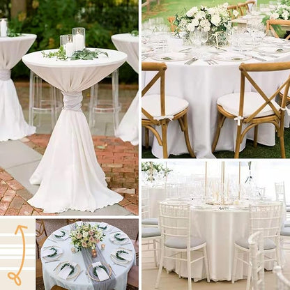 12 Pack 120 Inch White Satin Tablecloth - Premium Bright Silky Round Tablecloth Overlay Smooth Fabric Table Cover, Table Decoration for Wedding Party Banquet Events Restaurant Kitchen Dining