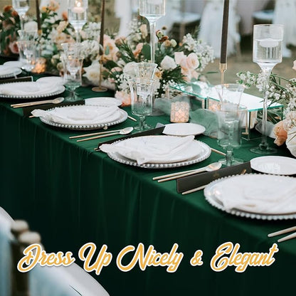 BRILLMAX 8 Pack Hunter Green Tablecloths for 6 Foot Rectangle Tables 60 x 102 Inch - 6ft Rectangular Bulk Linen Polyester Fabric Washable Cloth Cover for Wedding Reception Banquet Birthday Party