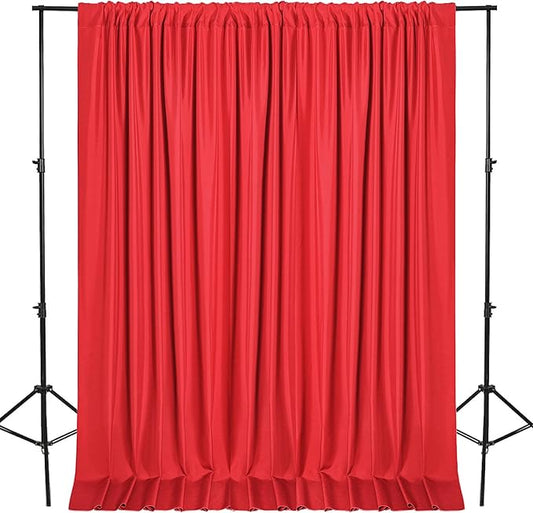 DWCN 10x7 FT Red Backdrop Curtains for Parties, Photography Backdrop Drapes with Rod Pockets for Wedding Decorations Stage Birthday Family Gatherings, 2 Panels 5ft x 7ft