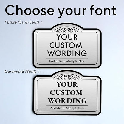 Custom Decorative Outdoor Waterproof Metal Signs, Personalized Aluminum Design 1 Metallic Silver 12x8 In