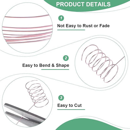0.3mm Jewelry Wire, 28 Gauge 328FT Craft Wire Copper Beading Wire for Jewelry Making/Planting/Weaving/DIY Crafting, Soft Metal Wires [100M, Rose Golden]