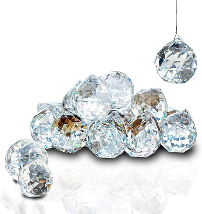 12pcs 30mm Clear Crystal Glass Ball Prisms Hanging Crystals Prisms Sun Catchers for Wedding Centerpieces Party DIY Crafts