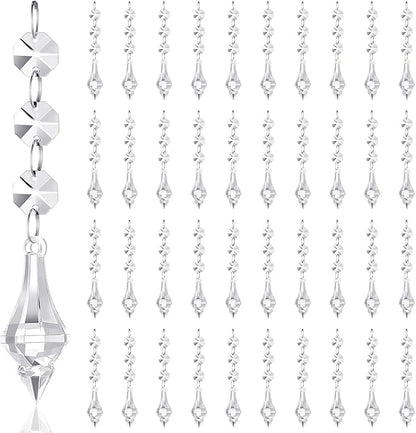 Nuenen 100 Pcs Hanging Crystals for Centerpieces Acrylic Chandelier Garland Beads Strands Prism Decorations Clear Teardrop Chandelier Crystals Pendant Wedding Home Garden Outdoor Ornaments(Lantern)