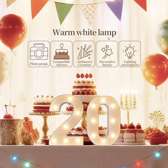 LED Marquee Light Up Numbers Sign - Lighted Birthday Numbers Sign for 18th Birthday Party Decoration, Bar Wall, Home, Table Room, Wedding and Christmas Decorations, Number 18
