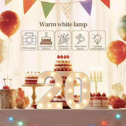 LED Marquee Light Up Numbers Sign - Lighted Birthday Numbers Sign for 70th Birthday Party Decoration, Bar Wall, Home, Table Room, Wedding and Christmas Decorations, Number 70