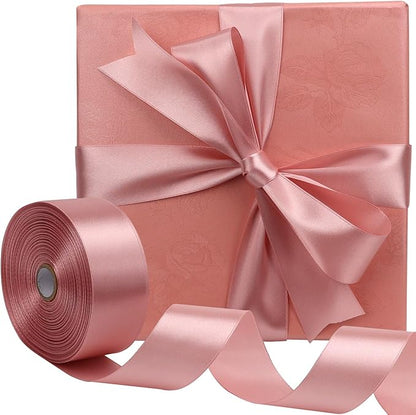 Rose Gold Solid Satin Ribbon 1-1/2 Inch 50 Yards Solid Polyester Fabric Ribbon for Gift Wrapping Wedding Christmas Baby Shower Birthday Party Decoration Handmade Immortal Flower Craft