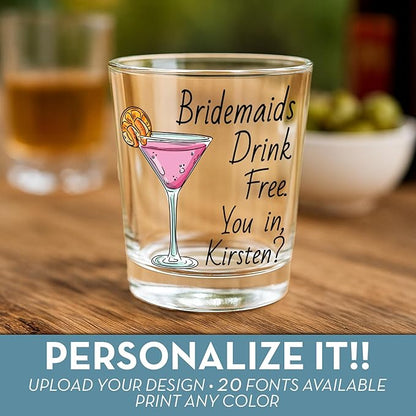 Bridesmaid Custom Shot Glass 2.5oz, Personalized Photo Bride Tribe Gift, Maid of Honor, Custom Printed Picture Wedding Favor, Girls Weekend Keepsake, Bachelorette Party