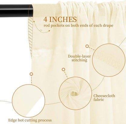 6 Panels Ivory Ceiling Drapes for Wedding 5ftx40ft Ceiling-Drapes Wedding Arch Draping Fabric Cheesecloth Sheer Curtain Romantic Decorations for Party Banquet Ceremony Stage