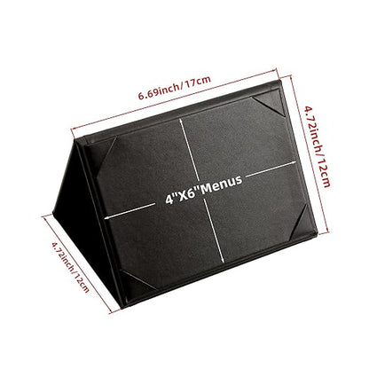 Menu Covers - Set of 10 Double-Sided Table Tent Cards for Restaurant, Dinner Party, and Bar Menus - Includes Bill Holder and Reserved Seating Signs - Easy to Clean and Foldable (20, 4"x6"Trifold)