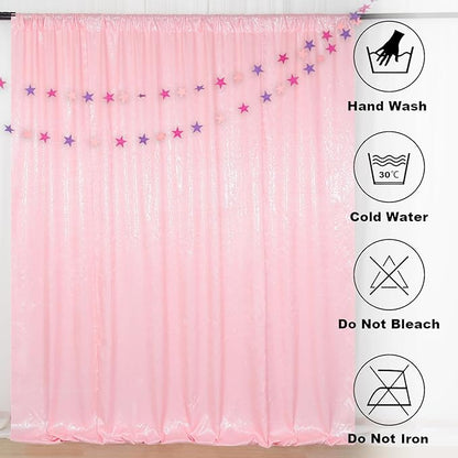 ShinyBeauty Pink Sequin Photo Backdrop 4FTx8FT - Glitter Fabric Wedding Photography Background, Shimmer Birthday Party Decor, Curtain Drapes for Events, Stage, Studio