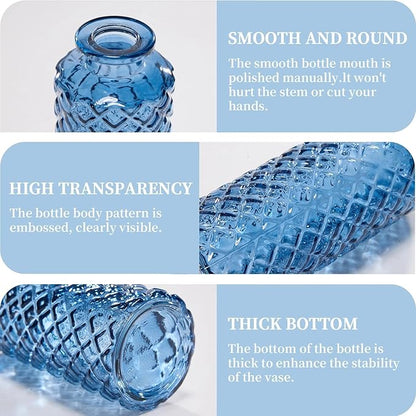 Mini Bud Vases As Wedding Centerpieces for Tables,Clear Bud Vases for Flowers,Small Flower Vases Suitable for Birthday Party,Anniversary,Wedding Reception,Baby Shower (Blue, 12PCS)