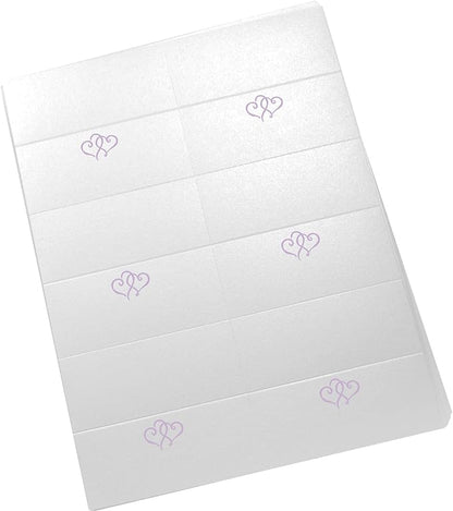 Linked Hearts Printable Place Cards, Lavender (Choose Color), Set of 150 (25 Sheets), Laser & Inkjet Printers - Wedding, Party, Dinner, and Special Events - Made in the USA