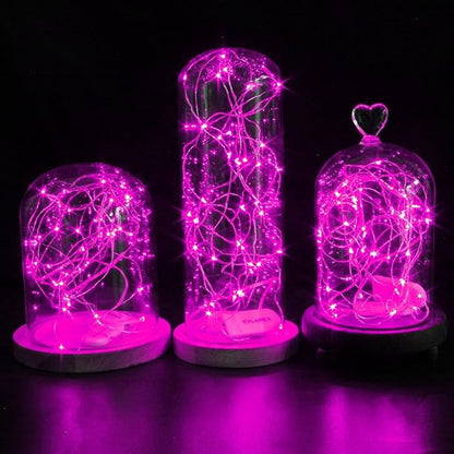 CYLAPEX 6 Pack Pink Fairy Lights String Battery Operated Fairy Lights Firefly Lights LED Starry String Lights 3.3ft 20 LEDs Silvery Copper Wire for Christmas DIY Decoration Costume Wedding Party