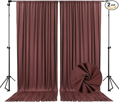 10 x 7 Feet Red Brown Backdrop Curtain for Partie, Background Curtains for Photoshoot, Birthday, Wedding, Halloween, Thanksgiving, Christmas, New Year Party Decorations 5Ft x 7Ft, 2 Panels