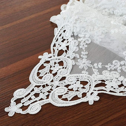 ARTABLE Rectangle Table Runner Lace Macrame Embroidered Table Runners with Exquisite Vintage Shabby Chic for Holiday Wedding Long Dinner Tables (White, 12 x 36 Inch)
