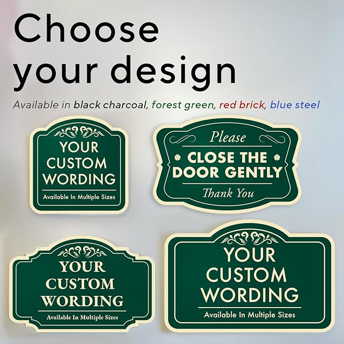Custom Decorative Outdoor Metal Sign - Personalized Aluminum Driveway Sign, Waterproof, Made In USA - Design 3 Forest Green 36x24 In
