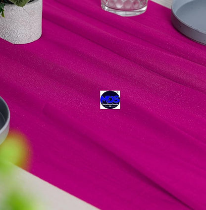 MDS 25 Pack 10ft Chiffon Table Runner 29 x 120 Inches Sheer Wedding Runner Romantic Rustic Table Runner for Wedding Decorations, Birthday Parties, Bridal Shower Party Arch Decor - Magenta