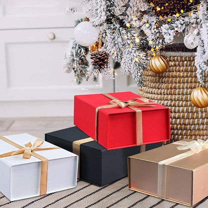 LIFELUM Gift Box for Presents 13.85'' x 8.35'' x 4.45'' Rose Gold Luxury Gift Box with Magnetic Lid Gift Boxes Contains Card, Ribbon, Shredded Paper Filler Gifts for Women (1Pcs)