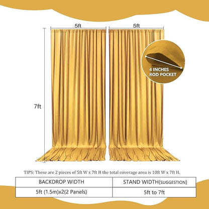 2 Panels Khaki Backdrop Curtain, 10 x 7 Feet Background Curtains for Parties, Weddings, Baby Showers, Bachelorette Halloween, Christmas Birthday Party Photoshoot Backdrop Curtains Decorations