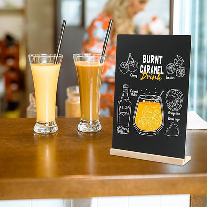 Double-Sided Small Chalkboard Signs (8 x 12 Inch) - Set of 3 with Stand & 7 Liquid Chalk Markers | Vintage Decorative Mini Tabletop Message Boards for Home & Events