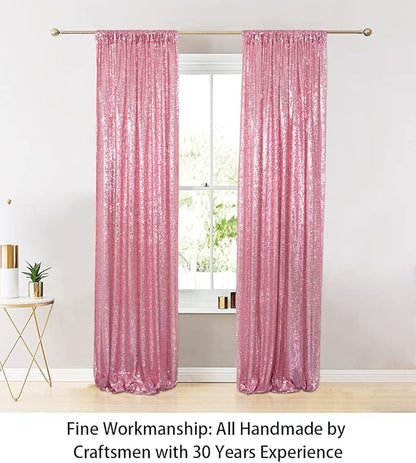 ShiDianYi Sequin Curtain Backdrop 2 Panels 4FTx6FT Fuchsia Pink Backdrop Curtain Photo Booth Backdrop 48inx72in -190425E
