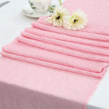 Pink Table Runners 10 Packs 12x108 Inches Glitter Table Runner Wedding Sequin Fabric for Birthday Bridal Baby Shower Engagement Party Decorations