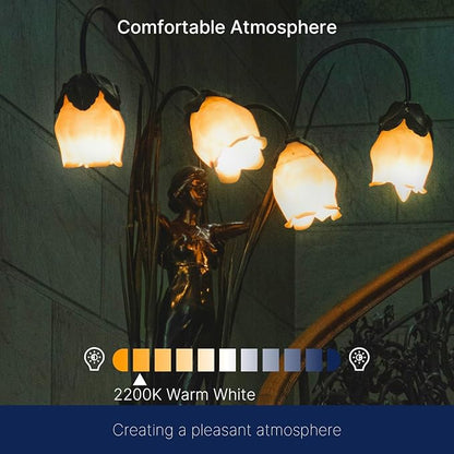 FLSNT 40W Equivalent LED Chandelier Light Bulbs, Dimmable Amber LED B11 E26 Candelabra Base Bulbs, 2200K Warm White, 330LM, 6 Pack UL,CA65 Listed.