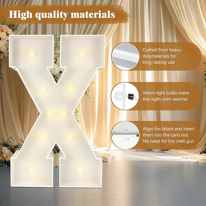 Marquee Light Up Letters: 3FT Large Decorative Signs for Party Decorations Baby Shower Birthday Wedding Engagement Anniversary, 3 Feet Tall Pre-Cut DIY Foamboard Letter Q - Easy to Assemble